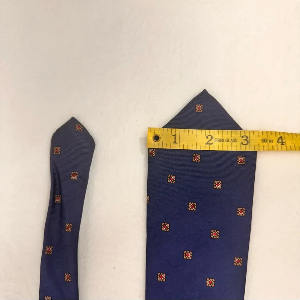 Lazarus Vintage Men's Tie Silk Blue Geometric Necktie Classic Office USA Made